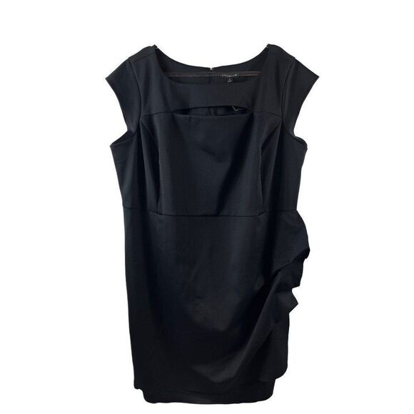 Lane Bryant Scuba Front Cut Out Side Ruched Cocktail Mini Dress Size 28 Black - Picture 1 of 11